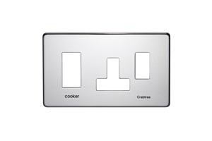 45A Cooker Control Unit With 13A Socket Plate Highly Polished Chrome Finish