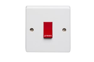 10A 1 Gang 2 Way Retractive Switch Printed 'Press' With Red Rocker