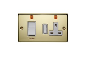 45A Double Pole Cooker Control Unit With Neon Polished Brass Finish