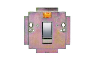 32A 1 Gang Double Pole Switch Interior With Neon Satin Chrome Finish Rocker