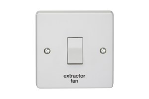20A 1 Gang Double Pole Control Switch Printed 'Extractor Fan' in Black