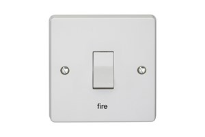 20A 1 Gang Double Pole Control Switch Printed 'Fire' in Black