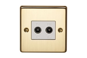 1 Gang 2 Way Direct Connection Coaxial Socket Bronze Finish