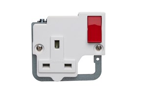 13A 1 Gang Single Pole Switched Socket With Red Rocker Interior