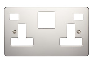 13A 2 Gang Double Pole Switched Socket Plate With Neon Polished Stainless Steel Finish