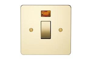 20A 1 Gang Double Pole Switch With Neon Polished Brass Finish