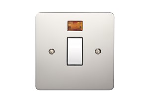 20A 1 Gang Double Pole Switch With Neon Polished Stainless Steel Finish