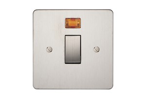 20A 1 Gang Double Pole Switch With Neon Stainless Steel Finish