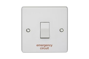 20A 1 Gang Double Pole Control Switch Printed 'Emergency Circuit'