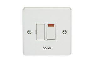 13A Double Pole Switched Fused Connection Unit With Neon Printed 'Boiler' in Black