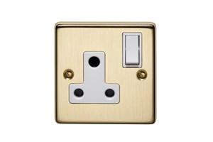 15A 1 Gang Round Pin Switched Socket Bronze Finish