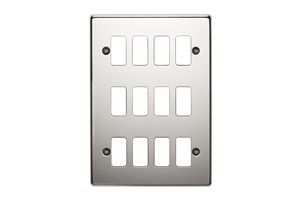 12 Gang Flush Grid Cover Plate Polished Stainless Steel Finish