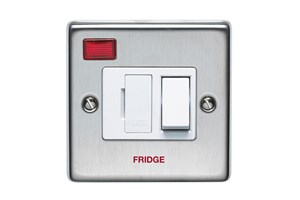 13A Double Pole Switched Fused Connection Unit With Neon Printed 'Fridge' Stainless Steel Finish